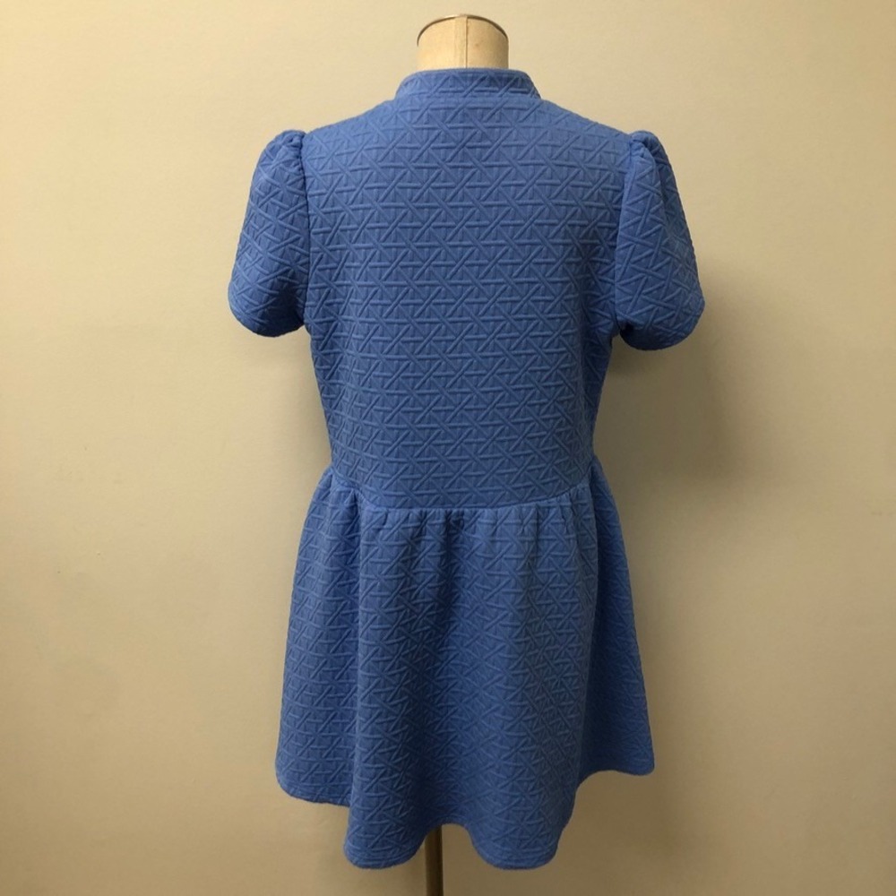 SSYS The Label Dress Womens Large Blue Geometric Quilted Half Zip Pockets Mini - Picture 3 of 7
